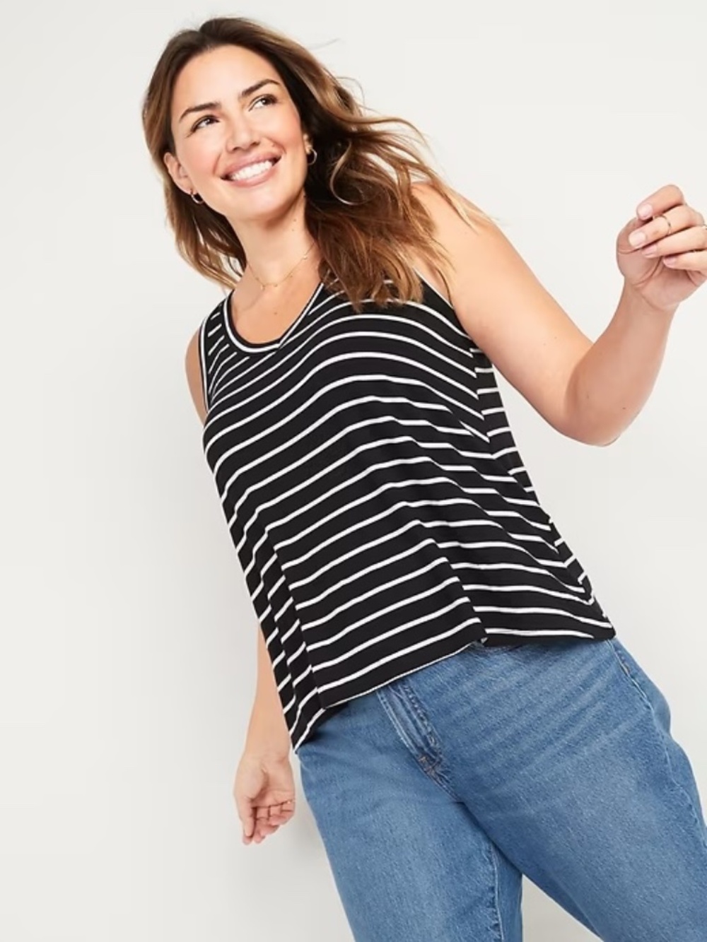 Old Navy Luxe Tank Black White Striped V-neck size XS